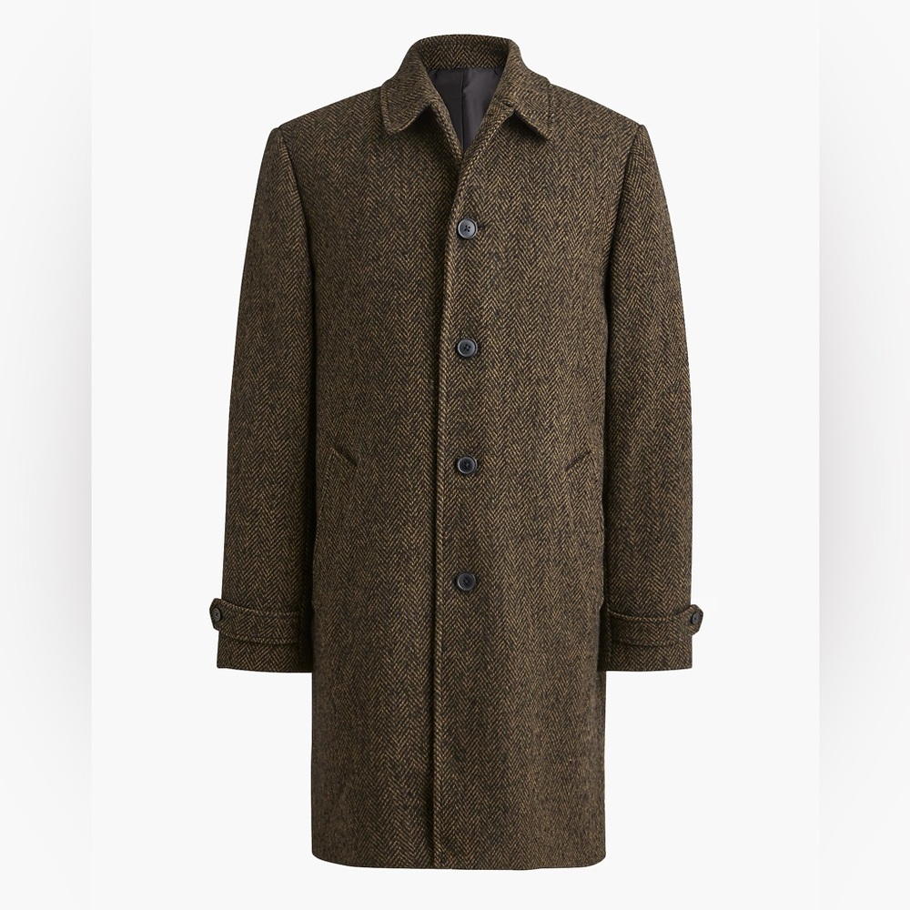 J. CREW Wool-blend herringbone overcoat in Black/Brown Size 40 NWD $450 CM500 - Picture 2 of 10